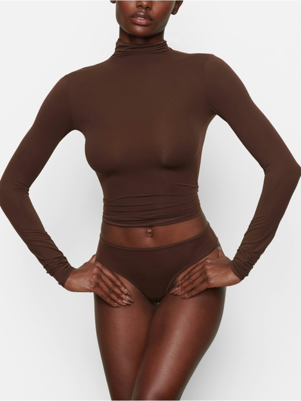SKIMS Cocoa Fits Everybody Turtleneck Top